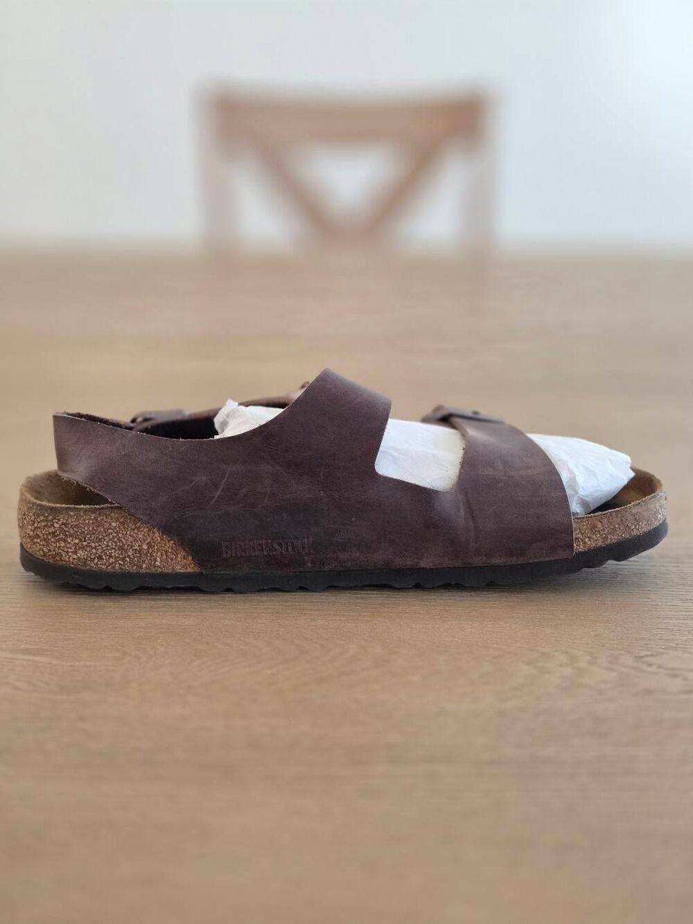 Birkenstock Milano Oiled Leather Sandals Brown Tan Men's Size 10 Back Strap - Picture 7 of 16